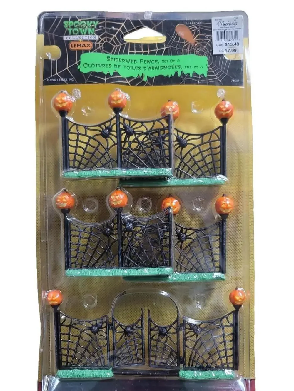 Retired Lemax Spooky Town Spiderweb Fence Halloween Decoration, 1 Pk of 5 Pieces